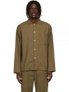 Poplin Pajamas Long Sleeve Shirt Moss - TEKLA - BALAAN 2