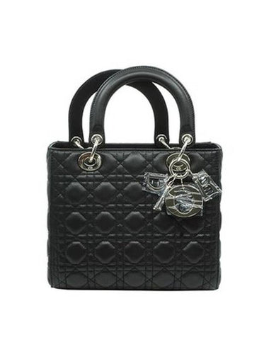 Cannage Lambskin Medium Lady Tote Bag Black - DIOR - BALAAN 1