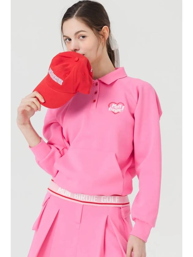 Heart logo point collar neck sweatshirt PINK - MONBIRDIE GOLF - BALAAN 8