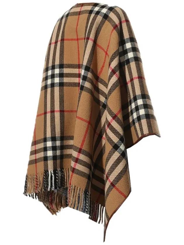 Reversible Check Wool Cape Camel - BURBERRY - BALAAN 4