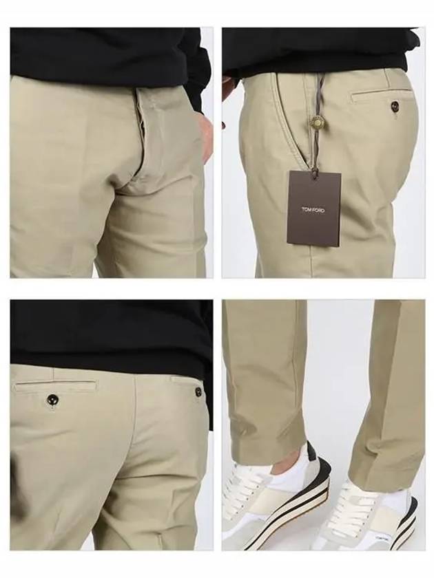 Military Cotton Chino Straight Pants Beige - TOM FORD - BALAAN.