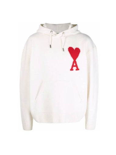 Big Heart Logo Hoodie White - AMI - BALAAN 1