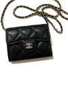 Classic Gold Hardware Grained Calfskin Chain Wallet  Black - CHANEL - BALAAN 4