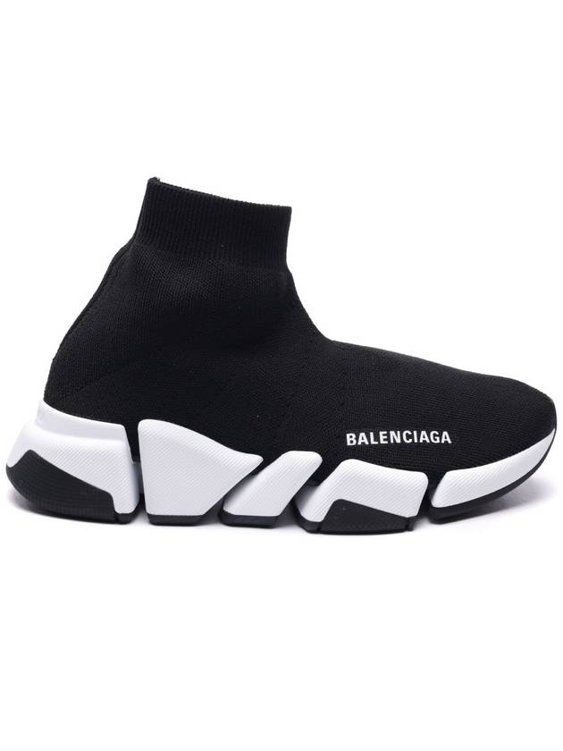 Women's Speed 2.0 Trainer Black Knit White Sole High Top Sneakers Black - BALENCIAGA - BALAAN 3