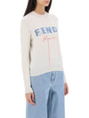 Logo Cashmere Blend Knit Top White - FENDI - BALAAN 3