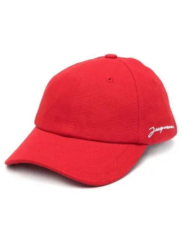 La Caskette Embroidered Logo Cotton Ball Cap Red - JACQUEMUS - BALAAN 2