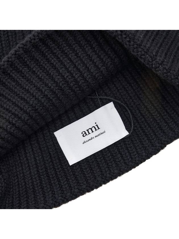 Heart Logo Wool Beanie Black - AMI - BALAAN 10