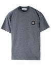 Slimfit Cotton Jersey Short Sleeve T-shirt Dark Grey - STONE ISLAND - BALAAN 2