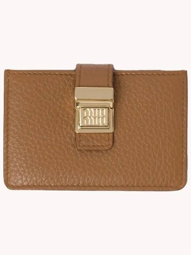 Gold logo accordion card wallet brown 5MC280 D579 - MIU MIU - BALAAN 1