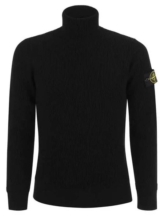 Men's Logo Patch Turtleneck Black - STONE ISLAND - BALAAN 2