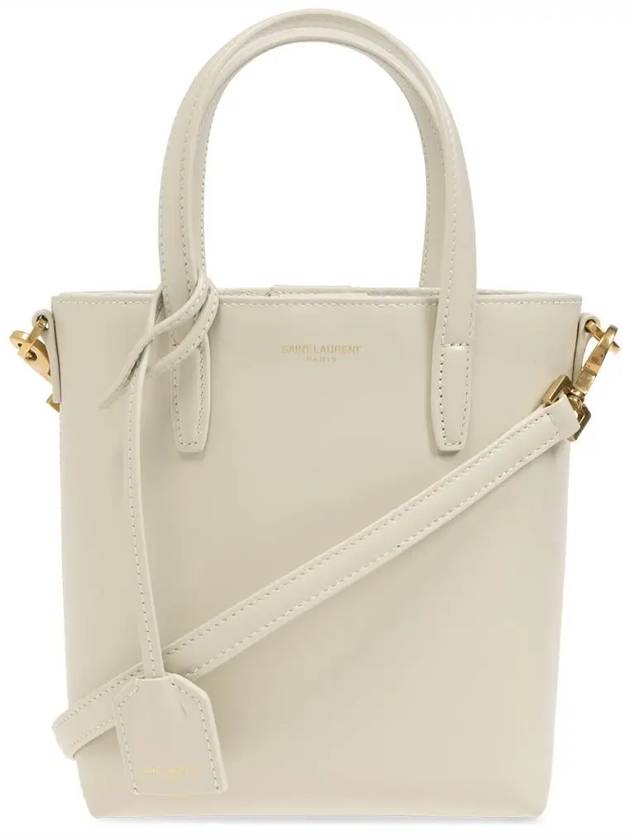 Toy Small Leather Shopping Box Tote Bag White - SAINT LAURENT - BALAAN 3