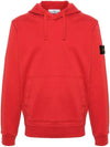 Logo Patch Cotton Fleece Hoodie Red - STONE ISLAND - BALAAN 1