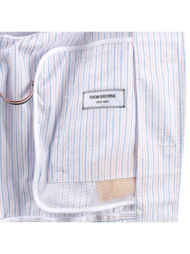 Drawstring Striped Shirt Jacket Light Blue - THOM BROWNE - BALAAN 11