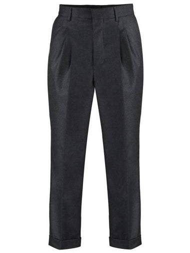 Men's Carrot Fit Turn-Up Straight Pants Grey - AMI - BALAAN 1