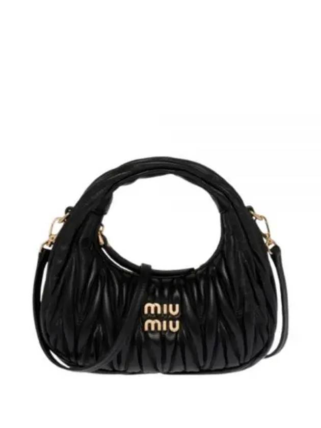 Wander Matelasse Nappa Leather Hobo Mini Bag Black - MIU MIU - BALAAN 2