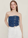 Louis Denim Bustier Sleeveless Mid Blue - LESEIZIEME - BALAAN 2