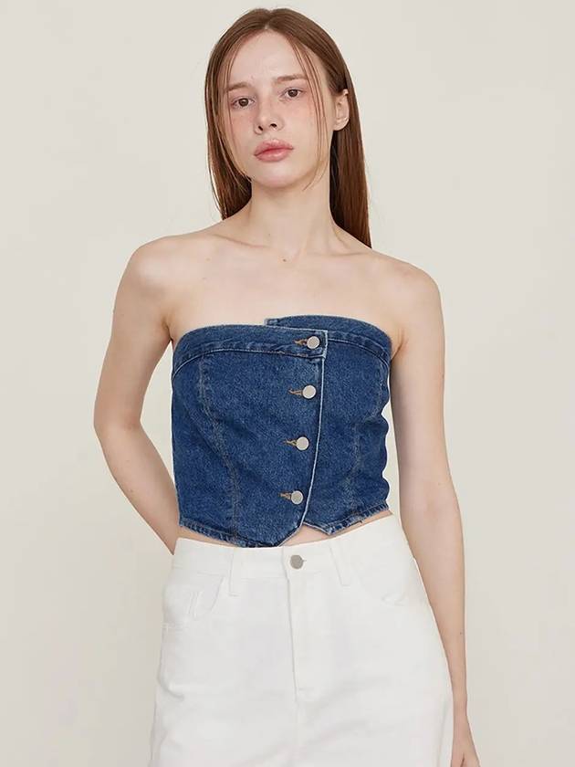 Louis Denim Bustier Sleeveless Mid Blue - LESEIZIEME - BALAAN 2