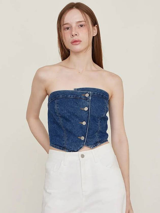 Louis Denim Bustier Sleeveless Mid Blue - LESEIZIEME - BALAAN 2