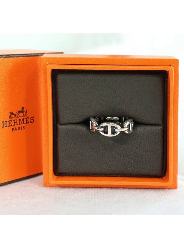 Small Chaine D'Ancre Enchainee Ring Silver - HERMES - BALAAN 3