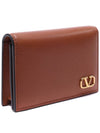 V Logo Signature Card Wallet Brown - VALENTINO - BALAAN 4