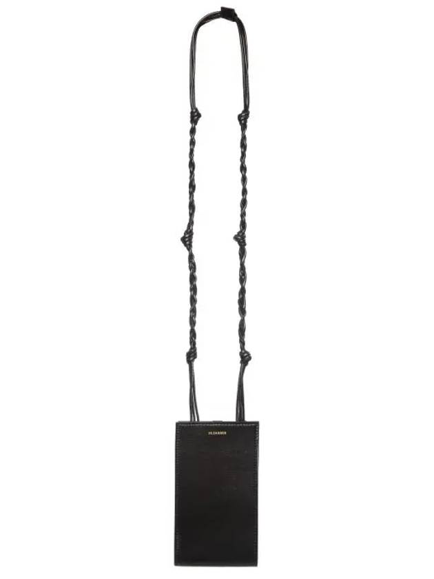 Logo Tangle Phone Holder Leather Cross Bag Black - JIL SANDER - BALAAN 4