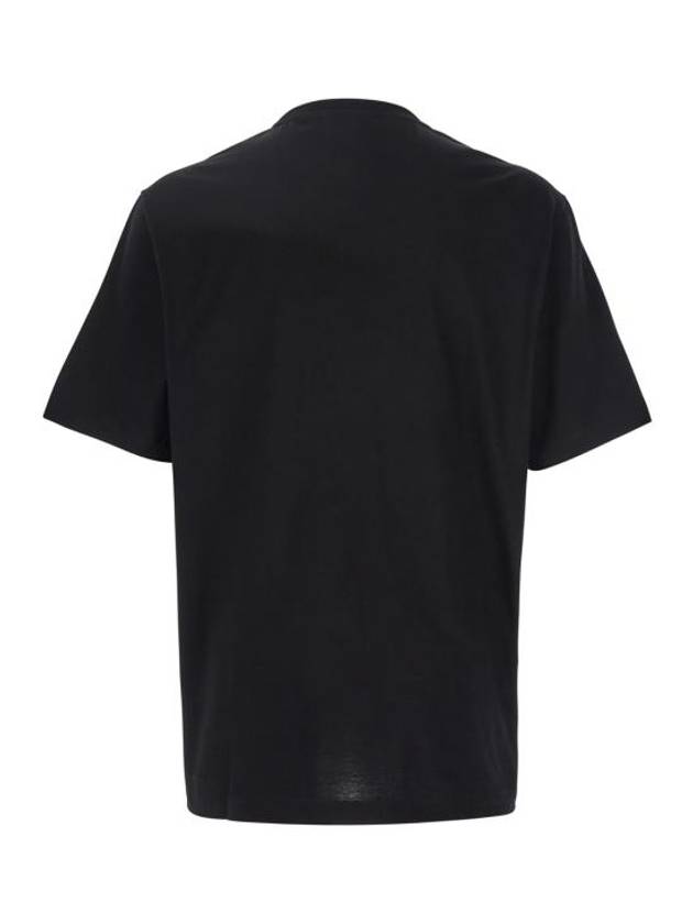 Logo Print Crewneck Short Sleeve T-Shirt Black - VERSACE - BALAAN 3