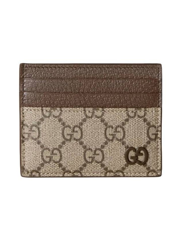 GG Detail Supreme Canvas Card Wallet Beige Brown - GUCCI - BALAAN 1