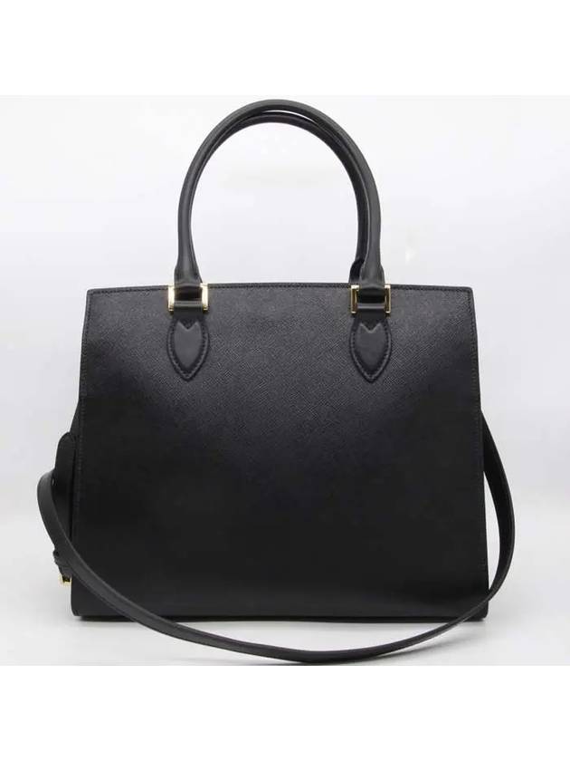 Saffiano Gold Square Leather Tote Bag Black - PRADA - BALAAN 4