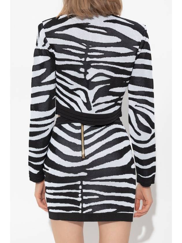 Balmain Cardigan With Animal Print, Women's, Black - BALMAIN - BALAAN 4