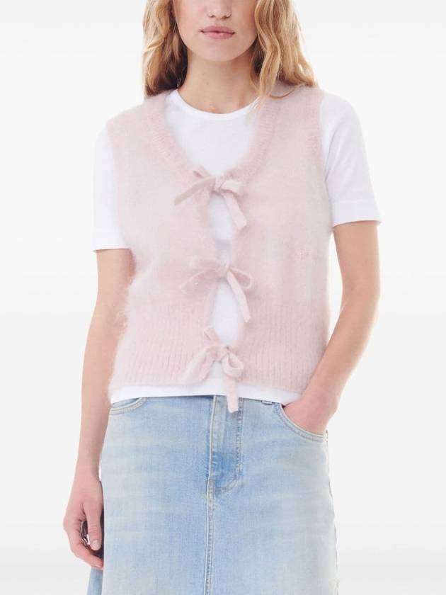 Tie String Light Mohair Vest Pink - GANNI - BALAAN 6