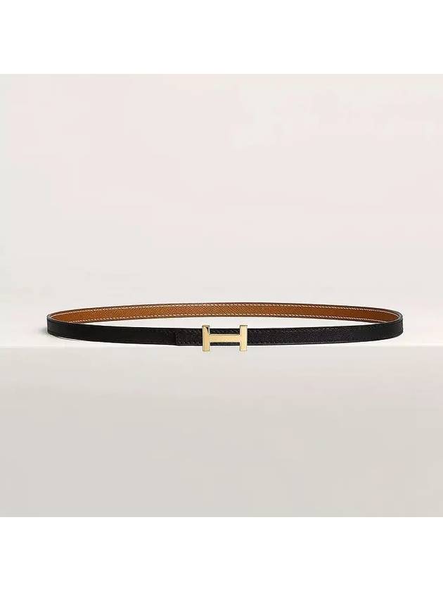 Focus Buckle Reversible 13MM Leather Belt Black Gold - HERMES - BALAAN 2