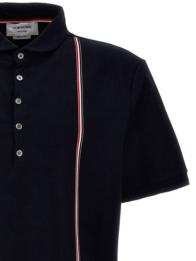 RWB Stripe Polo Shirt Navy - THOM BROWNE - BALAAN 4