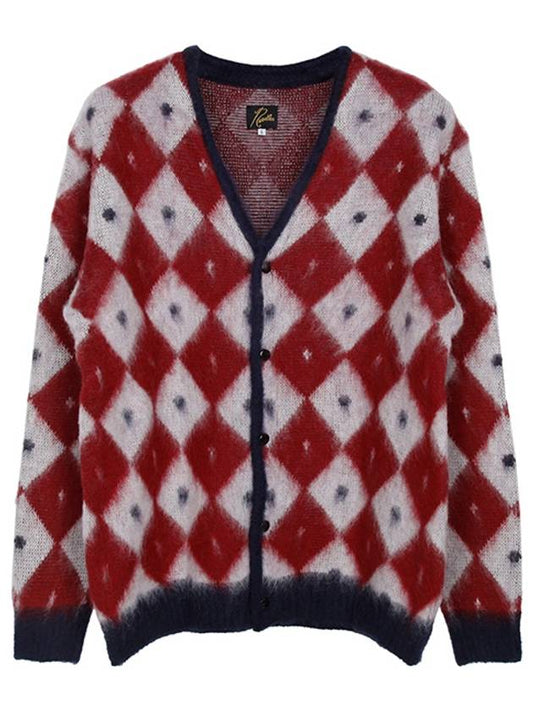 Navy Red Jacquard Wool Cardigan NS280 B - NEEDLES - BALAAN 1