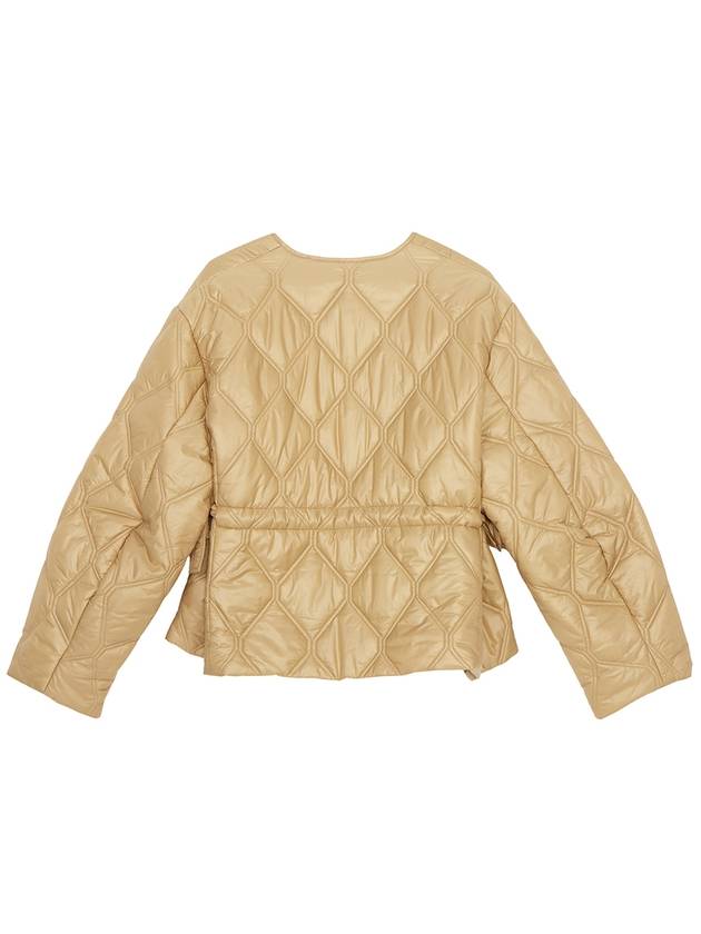 Women's Quilted Recycled Nylon Down Zip-Up Jacket Beige - GANNI - BALAAN 3