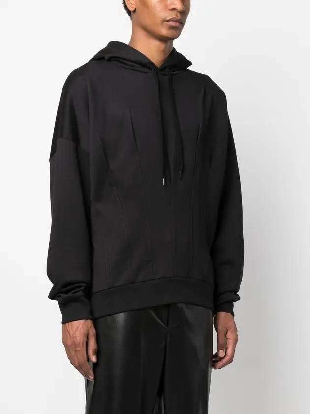 Pleated Drawstring Hoodie Black - VALENTINO - BALAAN 6