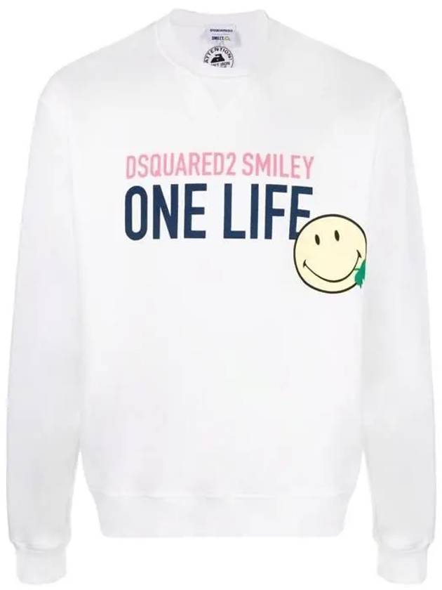 Men's Smiley Sweatshirt White - DSQUARED2 - BALAAN 1