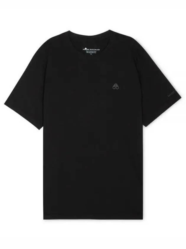 Satellite Logo Detail Crew Neck Short Sleeve T-Shirt Black - MOOSE KNUCKLES - BALAAN 2