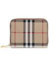 Check Leather Coin Wallet Beige - BURBERRY - BALAAN 3