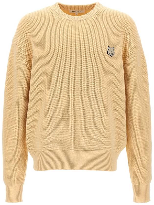 Bold Fox Head Patch Comfort Knit Top Beige - MAISON KITSUNE - BALAAN 2