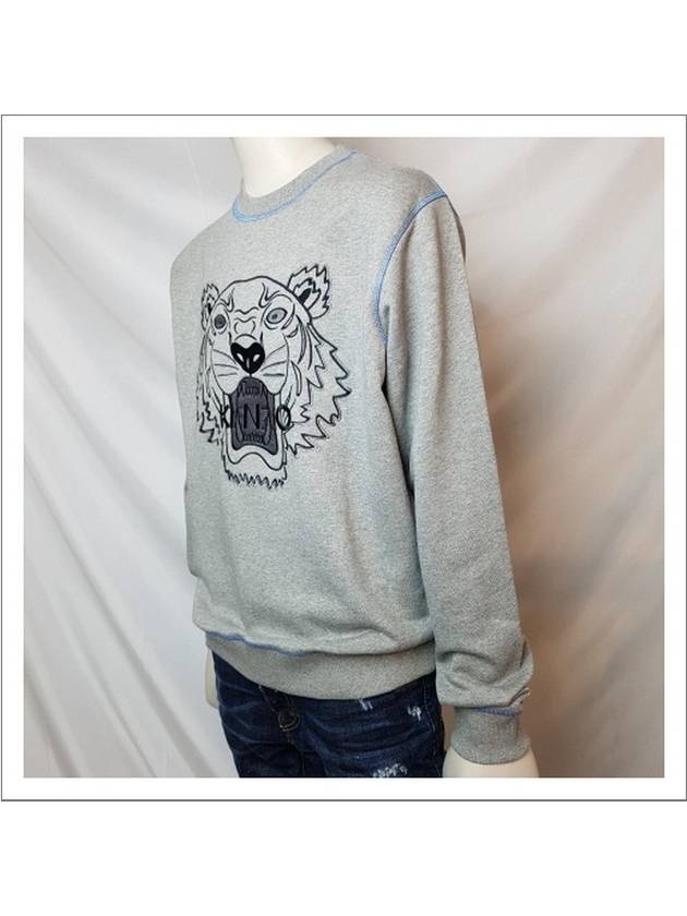 Tiger Embroidered Cotton Sweatshirt Grey - KENZO - BALAAN 3