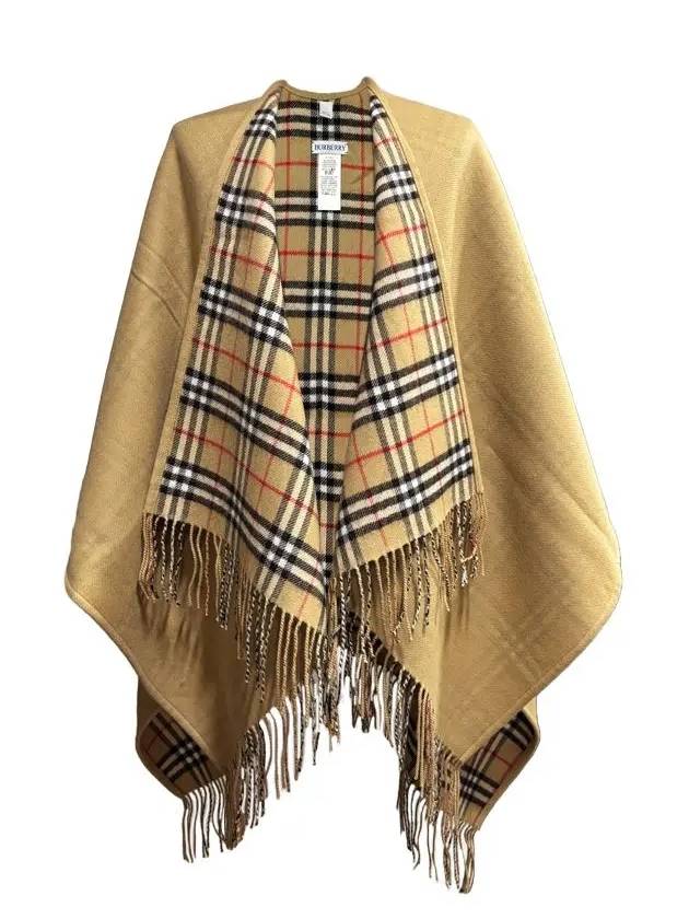 Women's Check Reversible Wool Cape Beige - BURBERRY - BALAAN 3