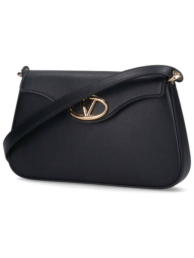 Logo Plaque Fold Over Cross Bag Black - VALENTINO - BALAAN 3