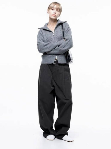 Women's Corduroy One Tuck Wide Pants Charcoal - CHANCE'S NOI - BALAAN 1