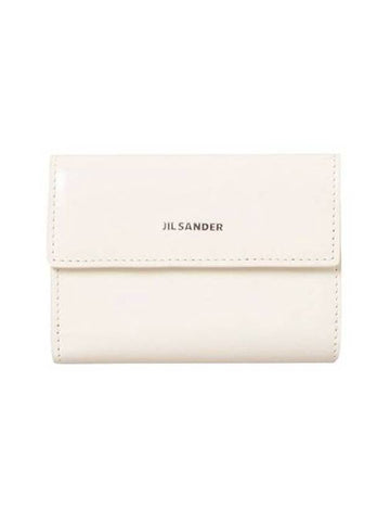 Tri-Fold Baby Leather Half Wallet Natural - JIL SANDER - BALAAN 1