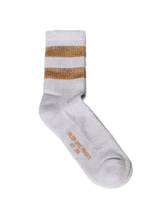 Striped Glitter High Socks White Gold - GOLDEN GOOSE - BALAAN 1