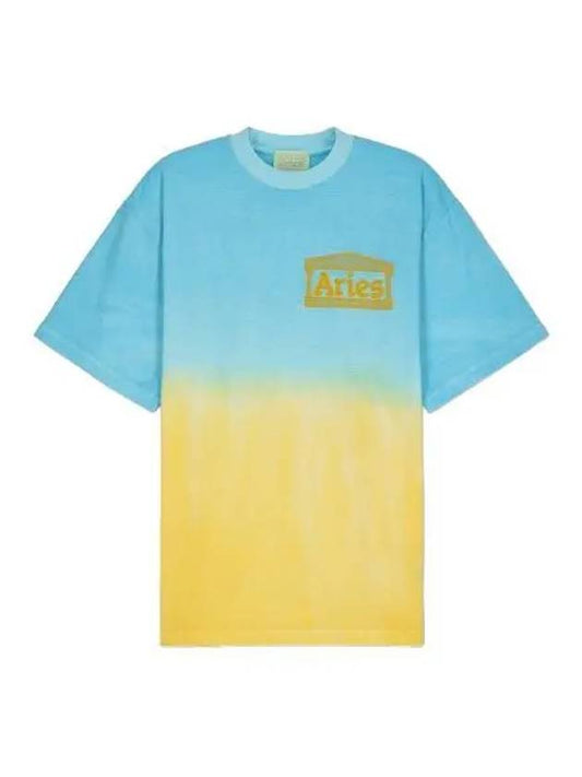 Aries Desert Trip Deep Dye Short Sleeve T Shirt Blue Tee - ARIES - BALAAN 1