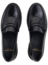 Women's Chunky Penny Slippers Smooth Leather Loafers Black - SAINT LAURENT - BALAAN 7