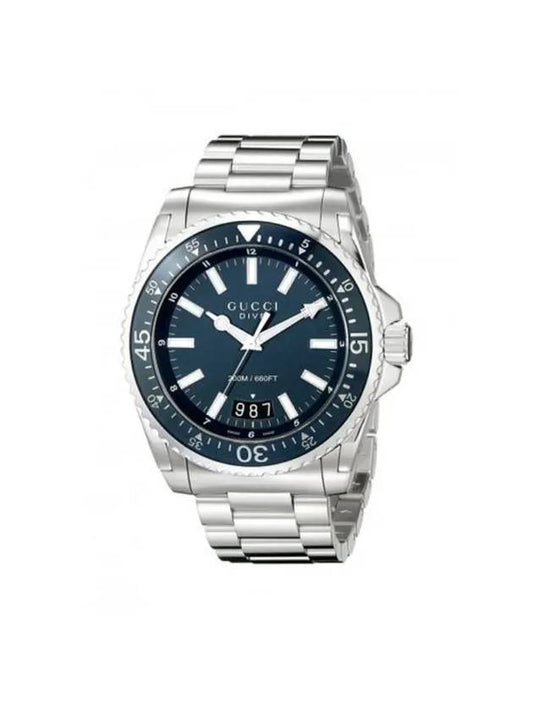 Dive Blue Dial Stainless Steel Watch 45mm Silver - GUCCI - BALAAN 1