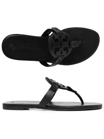 Logo Leather Miller Sandals Black 90582 - TORY BURCH - BALAAN 1