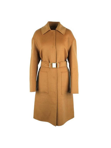 Women's Belted Wool Single Coat Camel - MAX MARA - BALAAN 1